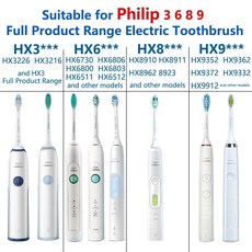 필립스소닉케어 음파칫솔 호환 칫솔모 필립 전동 칫솔 헤드Philip 3 6 8 9 풀 레인지 HX3226 HX6730HX9352 구강 케어 교체 헤드와, 11.Green 12-개