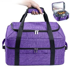 더블 레이어 슬로우 쿠커 휴대용 가방 6-8쿼트 CrockPot 및 Hamilton Beach 쿠커용 크록팟용 뚜껑 고정 장치가 있는 여행 캐리어 케이스 백