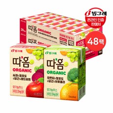 빙그레 따옴 유기농주스 120ml 사과/오렌지 24팩/48팩 / 과채음료, 따옴 유기농주스 사과24팩+오렌지24팩, 48팩