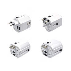 Coms 해외 여행용 전원(AC) 변환 다기능 멀티 충전기 아답터 어댑터 화이트 USB 2포트 5V 2.5A 휴즈 퓨즈 스마트폰 BB876, 1개