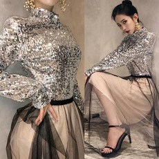 스팽글 티셔츠 망사스커트 세트 원피스