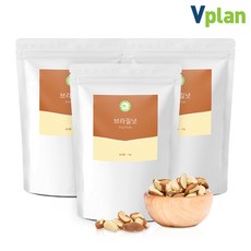  브이플랜 브라질너트 브라질 넛트 너츠 3kg 프리미엄 견과류, 1kg, 3개 