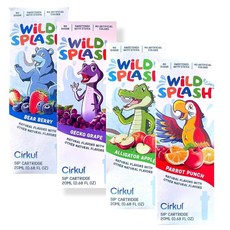 Cirkul Wild Splash SIP cartdridge 4팩 번들 베어 베리 게코 포도 앵무새 펀치 악어 사과 189173, 355ml, 4개