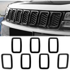 JeCar 프론트 그릴 링 그릴 2017-2020 지프 그랜드 체로키용 커버 트림 키트 삽입 블랙(7Pcs), black, 1개