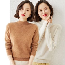 1+1 여성 폴라 긴팔 니트 티셔츠 멀티 컬러