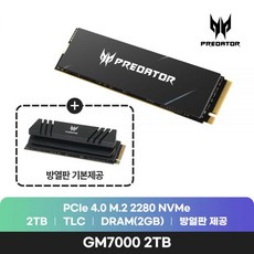 1tb nvme m 2 ssd Acer PREDATOR GM7000 HEATSINK M.2 NVMe 2TB SSDSH, 2 테라바이트