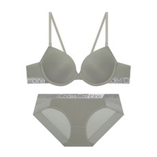 코데즈컴바인 이너웨어 볼드 로고 글램 브라팬티세트_라이트카키