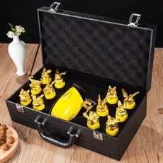 십이간지 12간지 술 소주 도쿠리 고량 바이 사케 중국 전통 주 잔 선물 세트, 노란색 선물 세트개