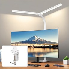 몬스터라이트 번개표 듀얼헤드 LED 책상 스탠드 800mm 와이드 조명, 클램프형 - d800