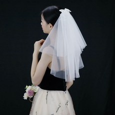 코고툴 캐쥬얼 풍성한 브라이덜샤워 숏 면사포 화관