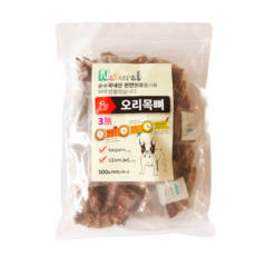  로하스 천연수제 강아지 간식 500g, 오리목뼈, 3개 
