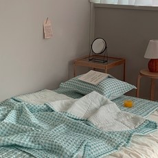 안단테아다지오 시원한 시어서커 침구세트 리플 여름 꿀잠 이불세트 체크 민트 SS