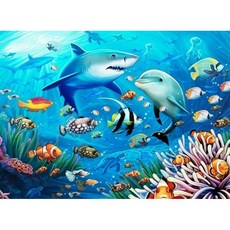 금속 상자 속의 XLJ 퍼즐 100 조각 조각 퍼즐 4-8세 어린이 교육 퍼즐 게임용 상어 퍼즐 장난감 학습 유아 퍼즐 선물:, 단일옵션, 1