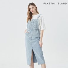 [정품매장] 플라스틱아일랜드 캐주얼 데일리 원피스 데님 포켓 멜빵 트임 일자 (PNTWO014)
