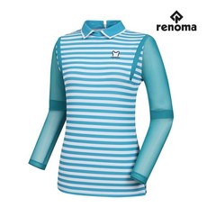 [레노마골프] 여성 소매 메쉬 스트라이프 카라 티셔츠 RWTHI6128-830_