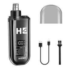 HIENA 남녀공용 전기 코 귀 헤어 트리머 미니 휴대용 USB 스테인레스 스틸 헤드 무소음 모터 코 헤어 클리너 선물, 1개, 1) black