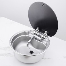 자작 DIY 캠핑카 카라반 RV 싱크볼 싱크대 세면대 수전 강화유리 덮개, 1개, 원형RV