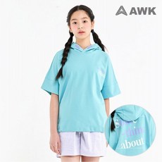 [AWK] 썸띵 레터링 분또 후드 반팔티셔츠 - awk1161a