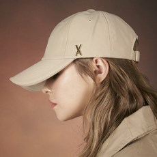 바잘 [바잘] 골드 스터드 오버핏 볼캡 베이지