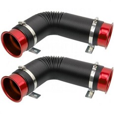 Sporacingrts 인테이크 파이프 흡기필터 오픈필터 2PCS 공기 흡입 입구 호스 조절 가능 76mm 유연한 냉기 터보 유니버설 레드 3인치 Q1281841, 2개