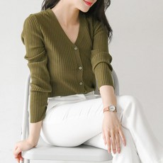 골지 브이넥 기본가디건