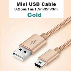 3 M 1M 0.25M 미니 USB 5 핀 케이블 데이터 충전기 숏 MP3 MP4 플레이어 자동차 DVR GPS 디지털 카메라 HDD, 03 Gold_02 1m