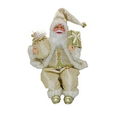 14' 앉아있는 산타클로스 피규어 크리스마스 피규어 장식 크리스마스 트리 걸기, 베이지 색 금