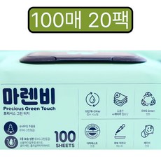 마렌비 물티슈 프리셔스 그린터치 100매 20팩, 55g, 100개입, 20개