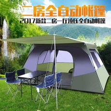 사파리 여러 명 캠핑 전자동 레인가드 6인 8인 10 유압 큰텐트, 군녹색 색상 방 2개다 1부 군녹색