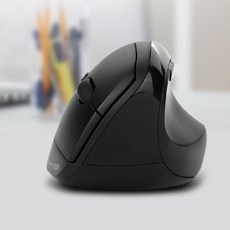 코시 저소음 인체공학 손목보호 버티컬 USB 무선 마우스 사무실 도서관 독서실 터널증후군 예방 편한 mouse 추천, 블랙, M2018WL