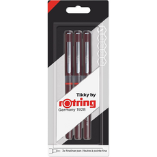 로트링 rOtring 티키 그래픽 파인라이너펜 세트 0.1mm 0.3mm 0.5mm(3개), 1 팩 Fineliner Set Blister