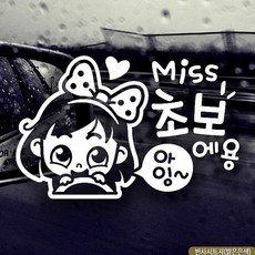 쿵샵쿵SHOP 미스 초보 동글이 초보운전스티커-반사 차량용 스티커