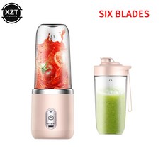 휴대용 미니 전기 과일 쥬서 USB 충전 레몬 오렌지 주스 컵 스무디 블렌더 기계 주방 가전 400ml, 3.D, 1개