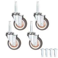 516인치 x 1-12인치8 38mm 스템 소켓 TPR 교체 캐스터 카트 가구 돌리 워크벤치용 회전 캐스터브레이크 없음 2.0인치, 2.0 inch without Brakes, 1개