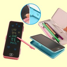 LCD 전자노트 필통 케이스 스케치 메모 전자칠판 드로잉패드 메모 그림 공부, 핑크