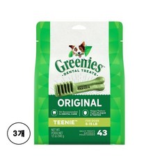 그리니즈 덴탈껌 티니, 티니 오리지널, 340g, 3개