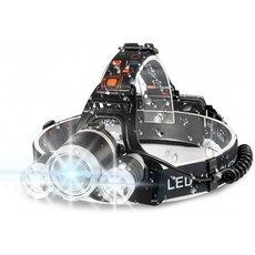 헤드램프 6000 High Lumens Bright Head Lamp 18650 USB 충전식 LED Work Headlight Washlight 방수 플래시라이트 4모드 캠, 단일옵션