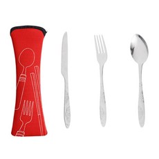 GHSHOP 캠핑용품 숟가락 포크 나이프 콤보 금속 식기 백패킹 BBQ용, 멀티, 스테인리스 스틸, 레드백, 1개