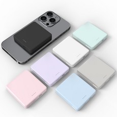 미니덕트 맥세이프 미니 고속 무선보조배터리 4000mAh mi200DT, 라이트 그레이