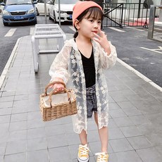 여아동 자외선차단복 래시가드 코트 화이트 여아 레이스 후드 래시가드 키즈가디건