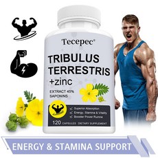Tribulus + Zinc는 에너지 생산 면역 체계를 지원하고 자연 체력을 증가시키며 근육 성능 및 혈류를 개선하고 발기 기능을 향상시킵니다., 1박스, 120정