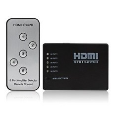 [해외] 1 Pc 5 ~ 1 미니 5 포트 HDMI 앰프 스위처 및 1080P HD 비디오 컨버터 (원격 제어 및 IR 익스텐더 수신기 포함), 상세내용표시