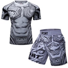 MMA 복싱 반바지 트레이닝복 세트 남성용 러닝복 러닝가드 운동 체육관 의류 스포츠웨어 트레이닝 피트니스 운동복, [11] 001-A033