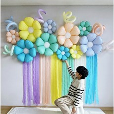 파스텔 꽃풍선 파티스트리머 생일파티 어린이날 이벤트 행사 포토존 풍선장식, 1세트 1세트
