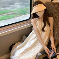 여자 리조트룩 롱 홀터넥 원피스 미시룩 루즈핏 민소매 여름 휴양지 원피스