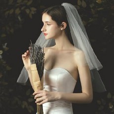 면사포 베일 셀프웨딩면사포 소사 이중 단신부 접두사 가림면 심플 웨딩 小頭士 혼수용품