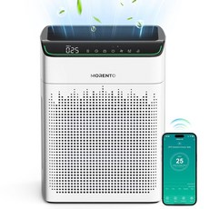 MORENTO 가정용 대형 공간용 공기 청정기 최대 1690 ft² PM 2.5 공기 품질 모니터 Wi-Fi 및 알렉사 호환 HEPA 자동 모드 연기 및 냄새를 위한 양면, White