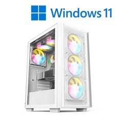 포유컴퓨터 게이밍 조립 PC 컴퓨터 윈도우 포함 본체, 화이트, W_10, 1GB, 1GB, WIN11 Home