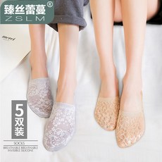 others 5 켤레 양말 여자 봄 여름 레이스 선 실리카겔 미끄럼 방지 깊 은 입 얇 스 크 래 치 단화 운동 스텔스 피부색 구두