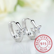 아기 공주 925 실버 나비 지르코니아 여자를위한 작은 후프 귀걸이 어린이 wome 아름다운 aros huggies 귀걸이 쥬얼리